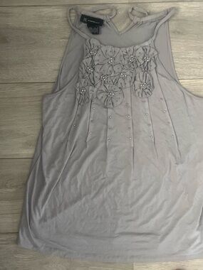 INC International Concepts Lavender Floral Applique Sleeveless Tank